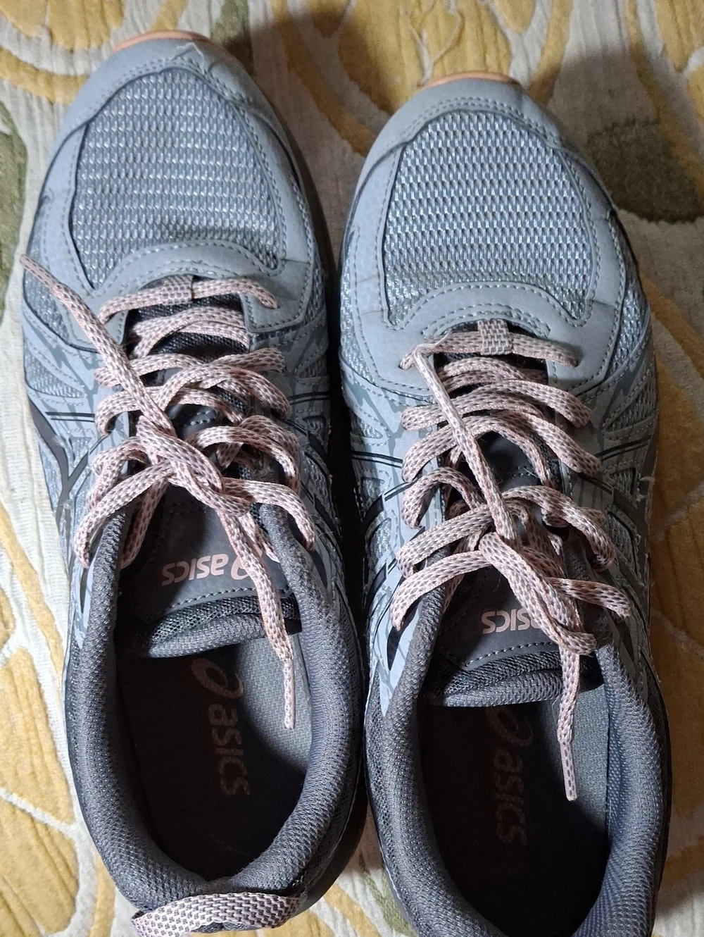 Asics Gray Sneakers with Light Pink Accents